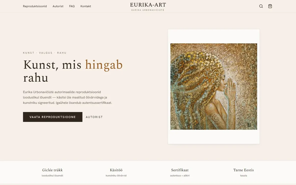 Eurika art reproductions store for the Estonian market