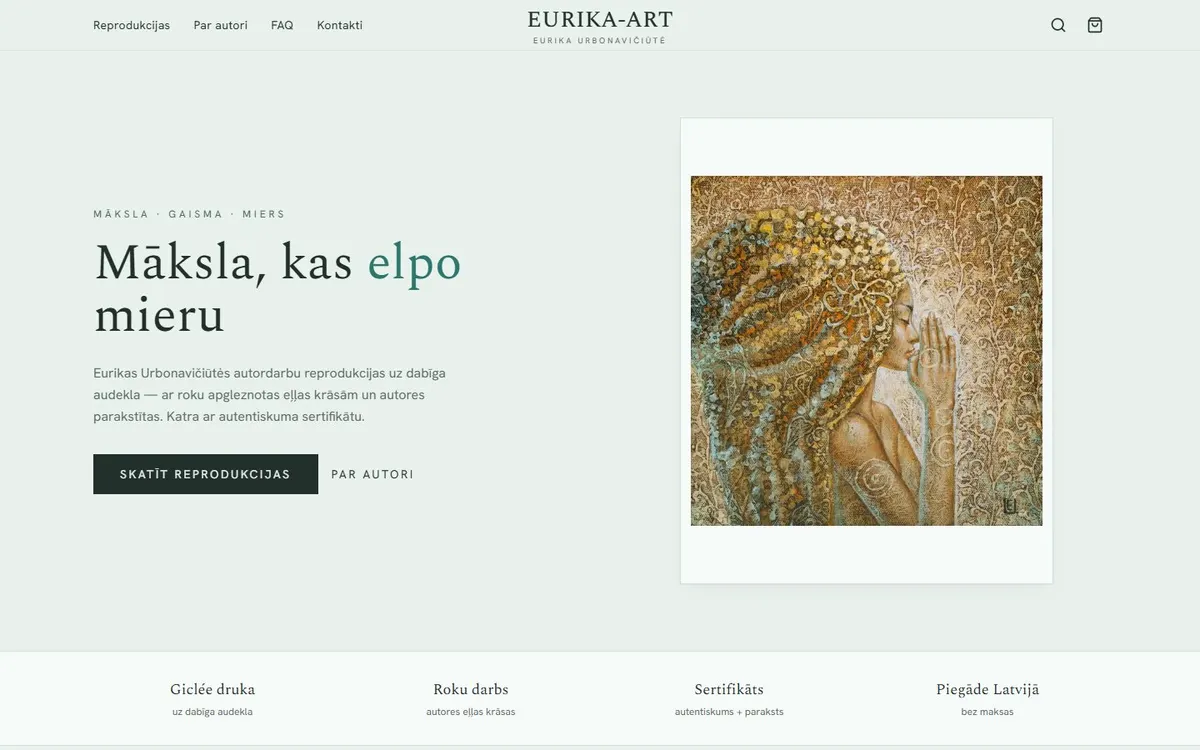Eurika art reproductions store for the Latvian market
