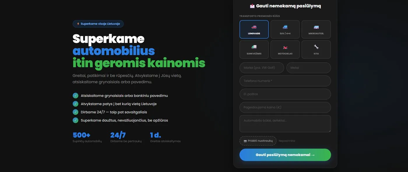 Tarita landing page